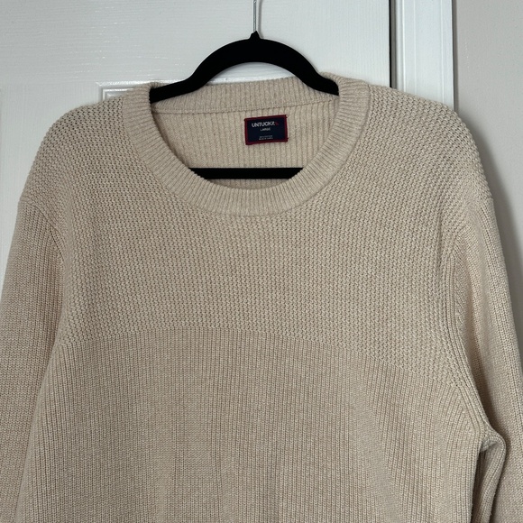 UNTUCKit Seaver Knit Sweater Men’s Pullover Oatmeal Beige Size Large Cotton - Picture 2 of 6